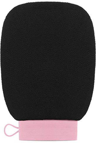 Valitic Peeling-Handschuh für Körperpeeling, Körperpeeling-Handschuh für Dusche und Bad, Peeling-Körper und Gesicht, abgestorbene Haut, koreanischer Stil, Peeling, Damen und Herren, Schwarz / Rosa