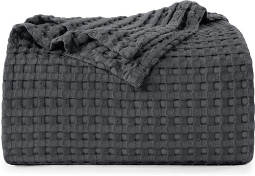 Utopia Bedding Baumwoll Waffeldecke 300 GSM (Anthrazitgrau - 228 x 228 cm), weiche, leichte, atmungsaktive Bettdecke für alle Jahreszeiten