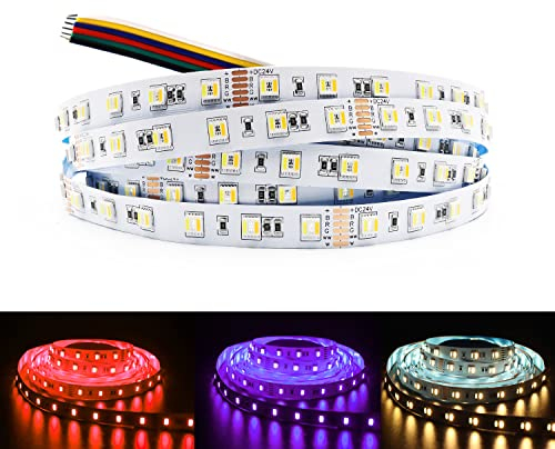 Tira LED RGB CCT Tira de luces LED de 24V, 5M, 5en1, RGBCW, cambio de color, RGB+CCT (2700K hasta 6000K), 300ledes, para casa, habitación, fiesta, decoración de bodas