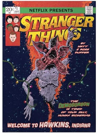 Displate Offiziell Stranger Things MetallPoster Magnetische Befestigung Inklusive Lizenziert Bilder Hochwertiges Poster Welcome to Hawkins 45 cm x 32 cm