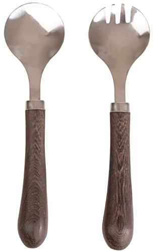 Sagaform Astrid Salatbesteck aus Holz und Edelstahl in der Farbe Braun, Länge: 24cm, 5018354