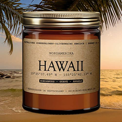 Nordamerika Premium Duftkerzen aus Sonnenblumen/Olivenwachs - Made in Germany - mit 60 Stunden Brenndauer (Hawaii)