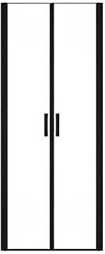 Vente-unique - Porte de douche battante - 80 x 195 cm - Noir mat - Verre trempé - SARASOTA