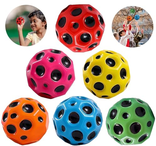 6 Stück Sprünge Ball, 7 cm Moon Ball, Space Ball Mini Bouncing Ball Toy, Bounce Ball Hüpfbälle, Bounce Loch Ball, Spielzeug Planeten Hüpfbälle für Kinder im Freien