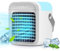 Aigostar Portable Air Conditioner, Personal Evaporative Desk Fan, 3-in-1 Mini Air Cooler with Water Tank, Rechargeable Cooling Fan with 3 Speeds, 7 Colors Light for Home/Office/Outdoors