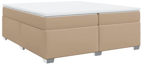 vidaXL Boxspringbett, Bett mit Matratze, Doppelbett Polsterbett für Schlafzimmer, Bettgestell mit Lattenrost, Cappuccino-Braun 200x200cm Kunstleder
