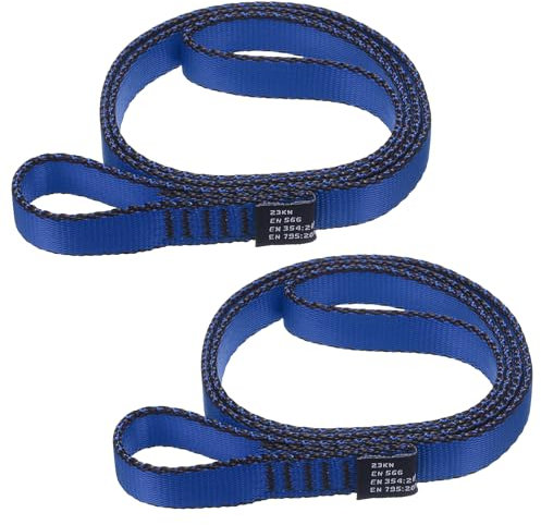 PATIKIL 24 Inch Nylon Slings, 2 Pack Strong Webbing Straps 18mm Rock Straps for Aerial Yoga Hammock Swing, Blue