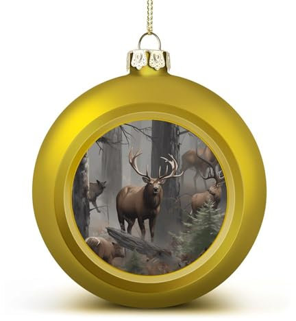Weihnachtskugel-Ornamente, Jagd, Hirsch, Bär, Elch, Druck, dekorative Anhängerkugeln, Weihnachtsbaumkugeln