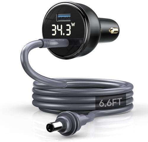 QUIDDITY 2-in-1 Starlink Mini DC Power Cable + Cigarette Lighter Adapter 12V-24V with Digital Display, Water-Resistent Car Charging Cord with USB Type-C Port Starlink Mini Accessories(2M/6.6FT)