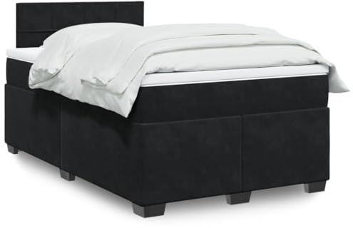 Massbinet Boxspringbett mit Matratze Moderen Polsterbet Doppelbett Stauraumbett Rückenlehne Bettgestell Lattenrost aus Holz Schwarz 120x190 cm Samt