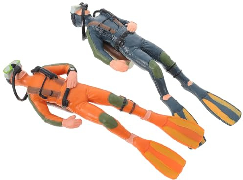 VICASKY 2 Stück Taucherfigur Deko aus Sicherem PVC Realistisches Kleiner Taucher für Unterwasser Landschaftsspielzeug