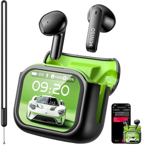 MINISO MS103 Cuffie con traduzione automatica in tempo reale e intelligenza artificiale, 134 lingue, touchscreen LCD, Bluetooth 6.0, ideali per viaggi, lavoro e studio