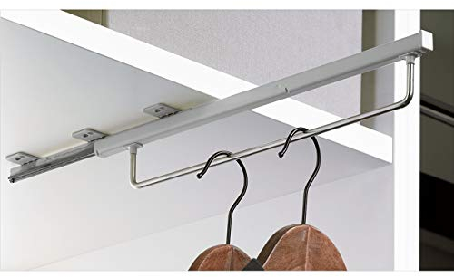 Hettich 9136280 Quadro Schrankgarderobe ausziehbar, 497 x 48 x 60 mm, Silber lackiert