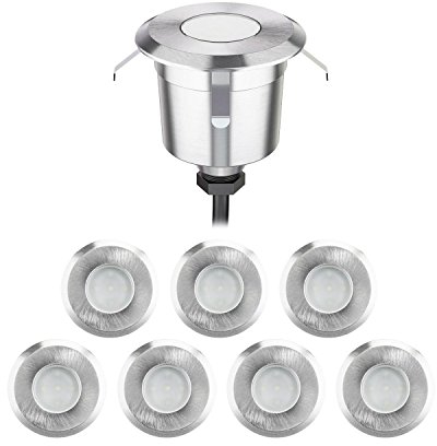 ledscom.de 8 Stück LED Bodeneinbauleuchte AGENA für außen, IP65, edelstahl, rund, 60mm Ø, warmweiß