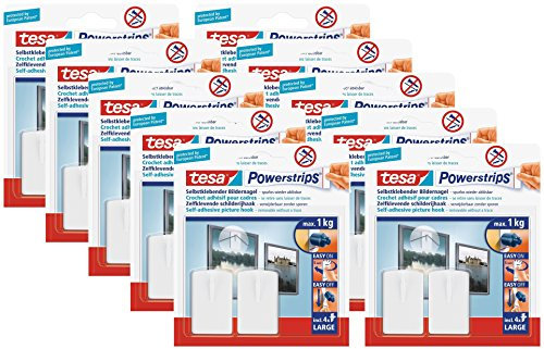 tesa Powerstrips Bildernagel, selbstklebend (20 Stück, weiss)