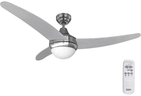 EDM 33804 Ventilador de Techo Modelo Egeo 60W, Plateado/Niquel, 122 cm