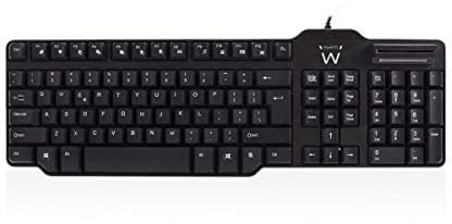 Ewent EW3251 Tastiera USB Italiana con Lettore di Smart Card CRS, CNS, CIE, colore nero