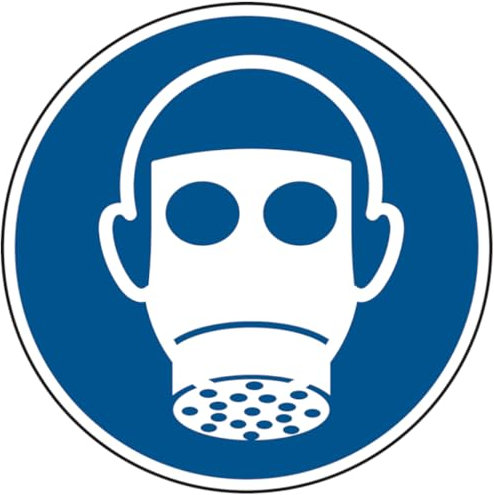 Gebotsschild, Atemschutz benutzen, Folie, Durchm. 100 mm, DIN EN ISO 7010