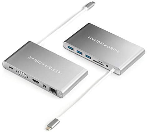 Hyper Unidad USB Hub C, Tipo C Soporte para Adaptador W de Potencia a la Carga, USBC 5Gbps de Datos, 4K HDMI, Puertos 3xUSB 3.1, VGA, Etc. Space Gray