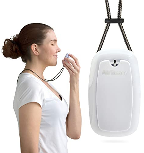 AirTamer A315W Advanced Rechargeable and Portable Air Negative Ion Generator | Proven Performance, White with Black Leather Travel Case