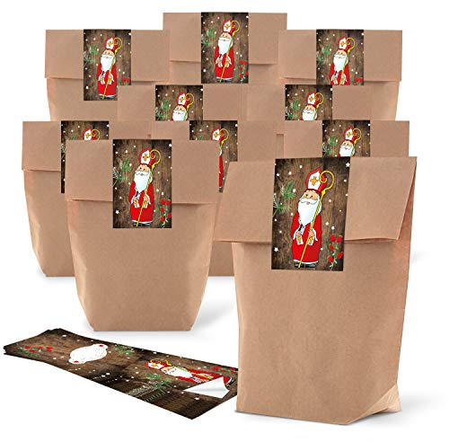 Logbuch-Verlag 100 Nikolaus Geschenke Verpackung Santa Weihnachten Papierbeutel zum Befüllen 19 x 29,5 x 7,5 cm