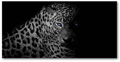 Tulup Glas-Bild Wandbild aus Glas - Wandkunst - Wandbild hinter gehärtetem Sicherheitsglas - Dekorative Wand für Küche & Wohnzimmer 100x50 - Tiere - Leopard - Schwarzweiß