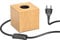 ledscom.de Tischlampe HITO, Schalter, Echtholz (Gummibaum), quadratisch, hellbraun, 1x E27 max. 60W