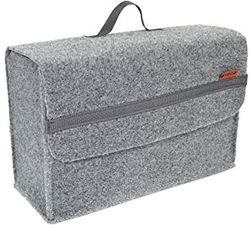VOGO Kofferraum Organizer | Einkaufstaschenzubehör aus Velours/Filz für den Kofferraum | Praktische, Solide, Pflegeleichte, Multifunktionelle Kofferraumtasche Auto, Groß, Grau