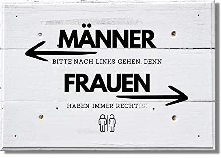 Schild WC Gäste lustig Türschild Kloschild Damen Herren mit Spruch Toilettenschild Frauen haben recht Geschenkidee schöner Spruch Hundemotiv Aluminium Wetterfestes