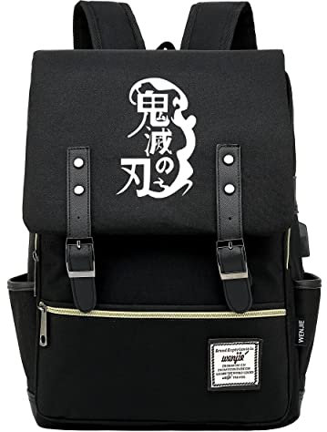 Roffatide Anime Demon Slayer Rucksack Schultasche Rucksack 15.6 Zoll Den laptop Schwarzer Businessrucksack Reisegepäck B
