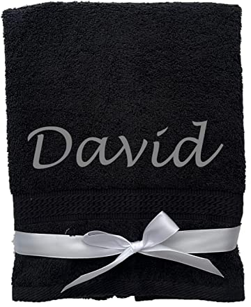 KIDDI-MEDIA Handtuch mit personalisierter Bestickung wie z.B. Name / 100x50cm – in Premium Qualität | 500 g/m² | 100% Baumwolle Frottier (50 x 100 cm, Schwarz)