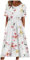 Azruma Tunika Kleid Damen Mittelalter Kleid WeißE Bluse Damen Frauen Boho Drucken Rundhals Kurzarm Swing Lange Tunikakleid Mit Taschen Sommerkleid Schwarz (1-Pink, S)