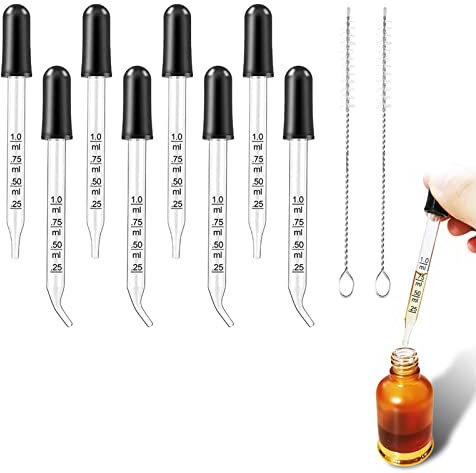 Pipeta de Vidrio de Líquido,Pipetas Cuentagotas,Cuentagotas de Pipeta Graduado,Cuentagotas,Pipeta Cuentagotas Cristal,Pipeta Vidrio,Pipeta Graduado,Pipeta de Cristal,Con Cepillo de Limpieza,10PCS