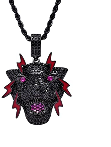 YAHOYA Hip Hop Schmuck Black Panther Online-Spiel Muster Herren Anhänger Voller Zirkon Persönlichkeit Halskette
