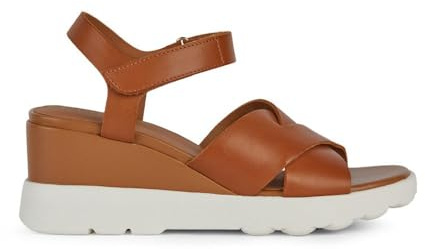 Geox Sandalo da donna D Spherica Ec6 C Wedge, cognac, 41 EU