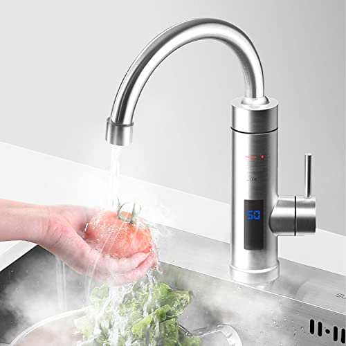 Rubinetto Elettrico, Rubinetto de Cucina con Girevole 360 °, Scalda Acqua Elettrico Istantaneo 220V, Rubinetto Acqua Elettrico per Cucina Giardino Bagno Roulotte Campeggio