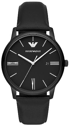 Emporio Armani Herrenuhr quarz/3 Zeiger datum Uhrwerk 42mm Gehäusegröße mit einem pro-planet Lederarmband AR11573