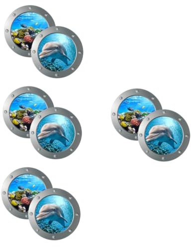 DOITOOL 8 Stück Wandaufkleber 3D Delfin Poster Delfin Poster Abziehen Und Aufkleben Schildkröte Fensteraufkleber Tapete Meeresfisch Tapete Unter Dem Meer Wandaufkleber