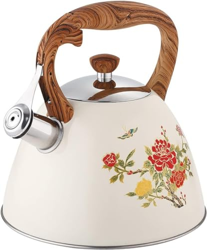 Bouilloire sifflante pour cuisinière, fleur changeant de couleur, fond composite épais à cinq couches, convient pour tous les types de feux/cuisinières, y compris l'induction, 3 l
