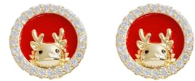 Ute Drache-Ohrstecker – 1 Paar Tierkreis-Drachen-Ohrringe,Runde Ohrringe,Tier-Ohrringe,Piercing-Schmuck,Damen-Ohrringe Für Frauen Und Mädchen,Drachenjahrsgeschenk,Modische Ohrringe,Einheitsgr