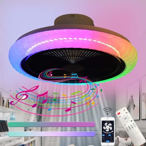 Ventilatore Da Soffitto Con Luce RGB Lampadario Con Ventola App Alexa Da Soffitto Con Luce Reversibile Dimmerabile Con Cambio Di Colore Silenzioso Camera Da Letto Soggiorno 6 Velocità