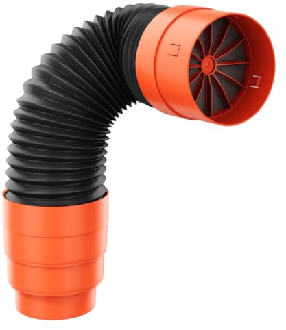 Flexibles Anschlussrohr 60cm lang mit Reduzierstück und Rückschlagventil Flexschlauch Dunstrohranschluss für Entlüfter Dachlüfter Entlüfterstein (DN150mm x DN150/125mm)