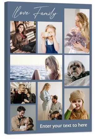 ZXHYWYM Leinwandbilder individuelle Collage 9 Fotocollagen personalisiert mit Text laden Sie Bilder auf Leinwand hoch drucken (A1 (30.00 x 45.00 cms))