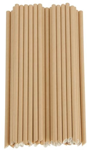 VIDETOL 300 Pièces Paille Carton, 23 cm Paille Bubble Tea, Pailles en Papier, Marron Paille Carton pour Cocktails, Lait et Café
