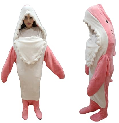 Mr_OP, Hai Decke, Hai tragbare Decke, Erwachsene Hai Decke Tragbar, Hai Decke Hoodie Einteiler, Pink, Medium