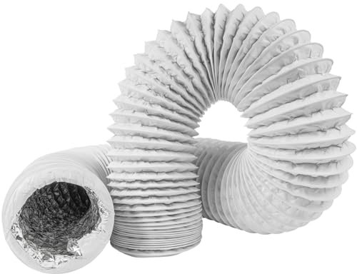 Repa Market Conduit d'air Flexible de 125 mm – 1 m de diamètre – 1 m – Blanc – Conduit d'air Flexible – 4 Couches – pour tentes de Culture, serres, conduits d'aération de Maison