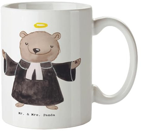 Mr. & Mrs. Panda Tasse Pfarrer Herz - Geschenk, Mitarbeiter, Tasse Motive, Kollegin, PredigerPriester, Kaffeetassen, Kirche, Diener