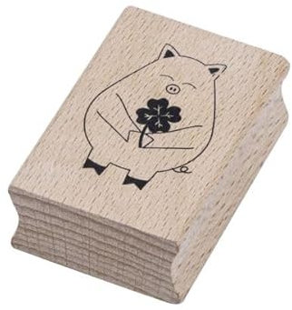 Artoz Stempel – Holzstempel – „Glücksschweinchen“ – 50 x 35 mm – Motivstempel zum Kartenbasteln für Einladungen, Geburtstag, Grüße