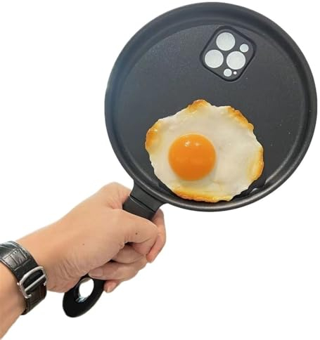 THUCHENYUC Bratpfanne Handyhülle, Für iPhone 14 13 12 11 Pro Max XR X XS 7 8 Plus 3D Kreatives Spiegelei Lustige Handyhülle (Color : Style 1, Size : for iPhone 12)