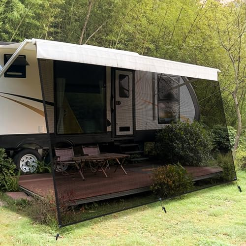 JAOGAUS Toldo de Caravana de Camping de 3x2.4m, Pantalla de Protección Solar para Autocaravanas, Toldo Lateral + Kits Completo de Remolque para Autocaravana, Camping y Toldo
